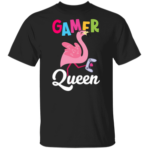 Gamer Shirt Gamer Queen Cute Video Gaming Flamingo Console Gamer Girls Gifts T-Shirt - Macnystore