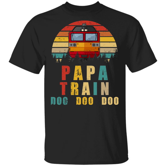 Vintage Retro Papa Train Doo Doo Doo Cool Locomotive Train Father's Day Gifts T-Shirt - Macnystore