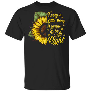 Every Little Thing Is Gonna Be All Right Cool Sunflower Sign Peace Gifts T-Shirt - Macnystore