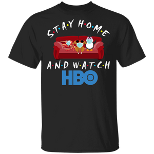 Stay Home And Watch HBO Funny Shrimp Turkey Penguin Sit On Sofa Shirt Matching HBO TV Show Lover Fans Gifts T-Shirt - Macnystore