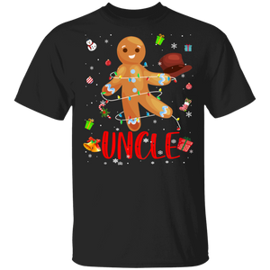 Christmas Gingerbread Shirt Uncle Cute Christmas Lights Uncle Gingerbread Lover Matching Pajamas For Family Gifts T-Shirt - Macnystore