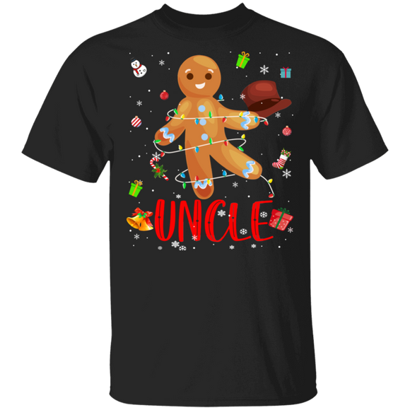 Christmas Gingerbread Shirt Uncle Cute Christmas Lights Uncle Gingerbread Lover Matching Pajamas For Family Gifts T-Shirt - Macnystore