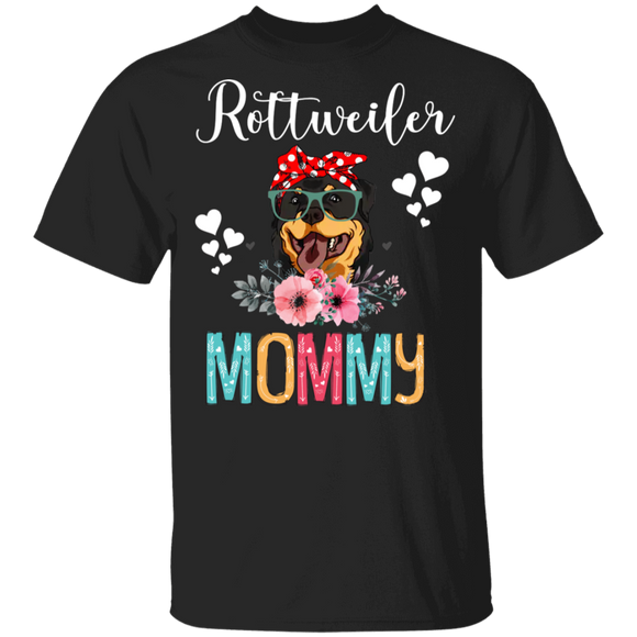 Rottweiler Mommy Puppy Mom Dog Mommy Lover Floral T-Shirt - Macnystore