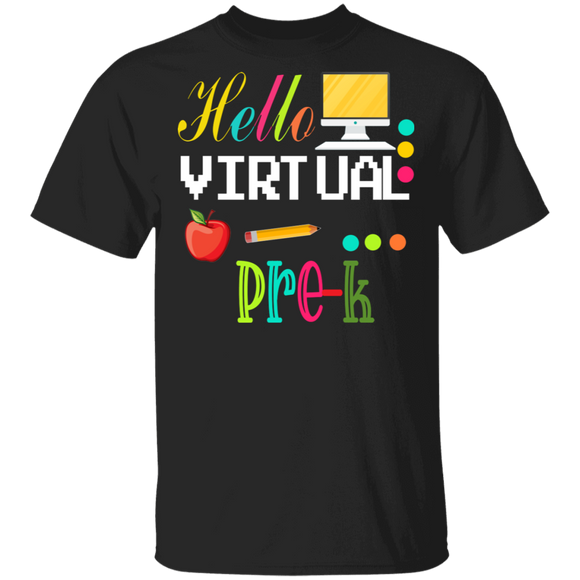 Funny Hello Virtual Pre-k Funny Back to School Gifts T-Shirt - Macnystore