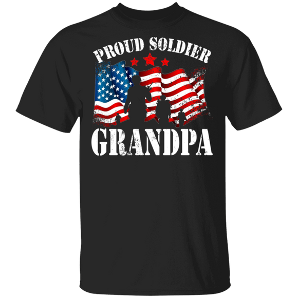 Proud Soldier Grandpa Cool Soldiers American Flag Shirt Matching Men Grandpa USA Army Soldier Veteran Father's Day Gifts T-Shirt - Macnystore