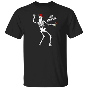 Christmas Skeleton Shirt Bah Humbug Funny Christmas Santa Skeleton Lover Gifts Christmas T-Shirt - Macnystore