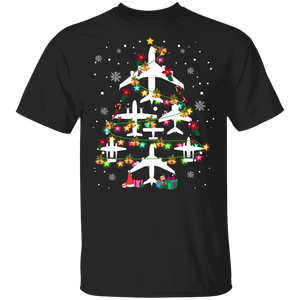 Christmas Veteran Shirt Funny Aircraft Christmas Tree Matching Military Veteran Army X-mas Gifts Christmas T-Shirt - Macnystore