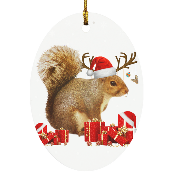 Ornament Christmas Squirrel Santa SUBORNO Oval Ornament
