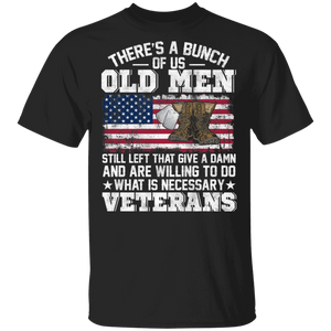 Veteran Shirt There's A Bunch Of Us Old Men Cool American Flag Pride Veteran Gifts T-Shirt - Macnystore