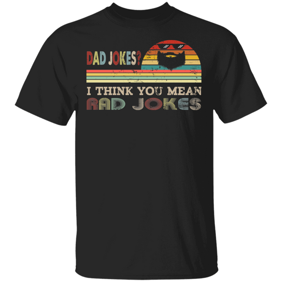 Vintage Evolution Dad Jokes I Think You Mean Rad Jokes Cool Beard Shirt Matching Dad Bearded Man Father's Day Gifts T-Shirt - Macnystore