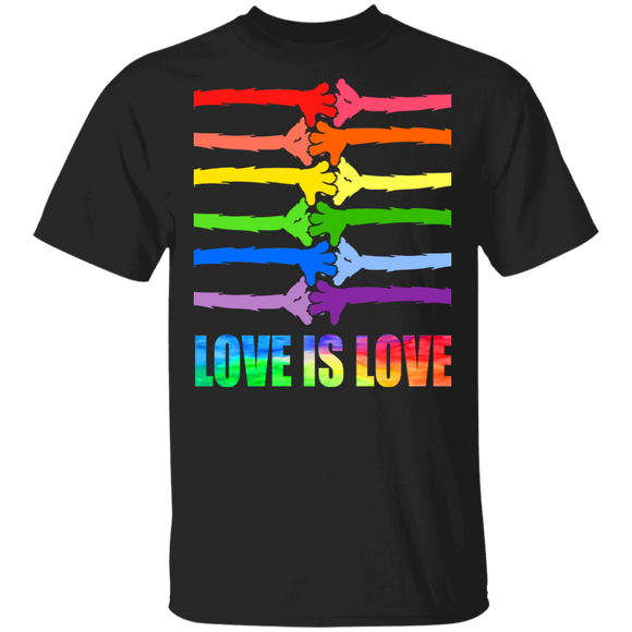 Love Is Love Cool Pride LGBT Flag Holding Hands Proud LGBT Gay Lesbian Gifts T-Shirt - Macnystore