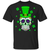 Leprechaun Sugar Skull Shamrock St Patrick's Day Irish Mexican Lover Mom Dad Grandpa Grandma Son Daughter Niece Uncle St Patrick's Day T-Shirt - Macnystore