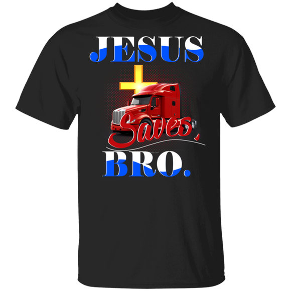 Jesus Save Bro Cool Christ Cross Truc Matching Truck Trucker Christian Gifts T-Shirt - Macnystore