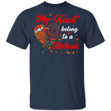 My Hearts Belong To A Mechanic Mechanical Lover Matching Shirts For Couples Valentine Funny Couple Girls Women Gifts T-Shirt - Macnystore