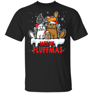 Christmas Cat Lover Shirt Merry Fluffmas Cute Christmas Cat Lover Gifts Christmas T-Shirt - Macnystore