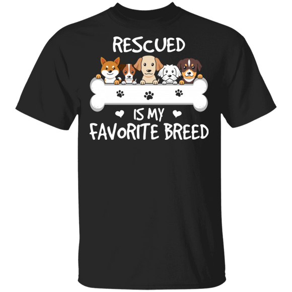 Dog Lover Shirt Rescue Is My Favorite Breed Cute Dogs Lover Gifts T-Shirt - Macnystore