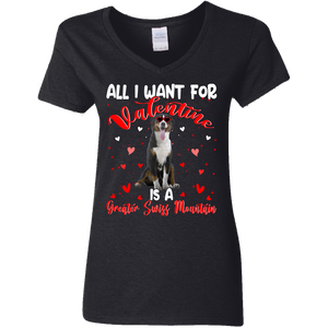 All I Want For Valentine Is A Greater Swiss Mountain Ladies V-Neck T-Shirt - Macnystore