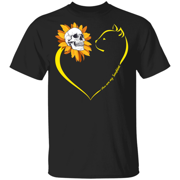 You Are My Sunshine Cool Heart Sunflower Skull And Cat Shirt Matching Cat Lover Owner Fans Gifts T-Shirt - Macnystore
