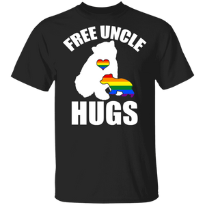 Free Uncle Hugs LGBT Bear Shirt Matching Pride LGBT Flag Gay Be Lesbian Father's Day Gifts T-Shirt - Macnystore
