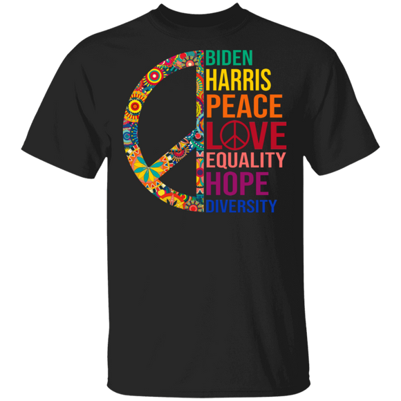 Election Hippie Shirt Biden Harris Peace Love Equality Hope Diversity Cool Election Hippie Lover Gifts T-Shirt - Macnystore