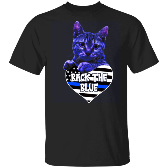 Police Cat Shirt Back The Blue Proud Police Cute Cat Lover Gifts T-Shirt - Macnystore
