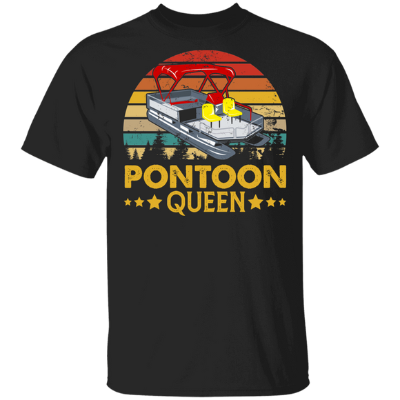 Pontoon Women Shirt Vintage Retro Pontoon Queen Funny Pontoon Captain Lover Women Gifts T-Shirt - Macnystore