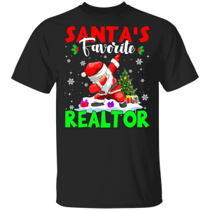 Christmas Santa Shirt Santa's Favorite Realtor Cool Christmas Santa Dabbing Gifts Christmas T-Shirt - Macnystore