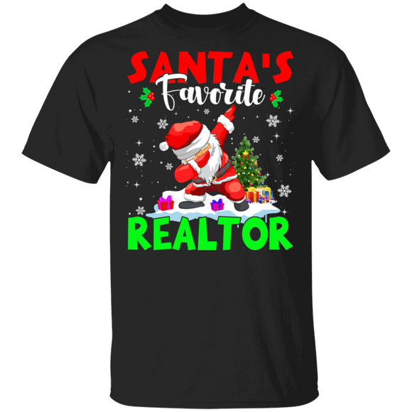 Christmas Santa Shirt Santa's Favorite Realtor Cool Christmas Santa Dabbing Gifts Christmas T-Shirt - Macnystore