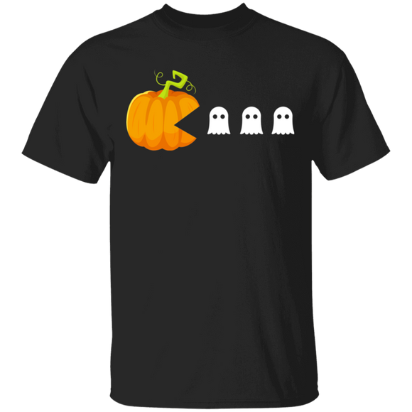 Cute Pumpkin Eating Ghosts Funny Gamer Lover Halloween Gifts T-Shirt - Macnystore