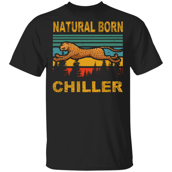 Vintage Retro Natural Born Chiller Cool Cheetah Shirt Matching Cheetah Lover Fans Gifts T-Shirt - Macnystore