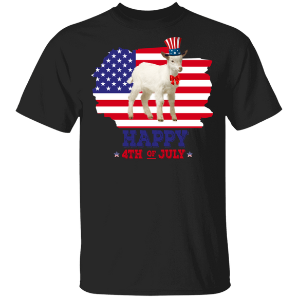 Happy 4th Of July Cute American Flag Goat Shirt Matching Goat Lover Fans United States Independence Day Gifts T-Shirt - Macnystore