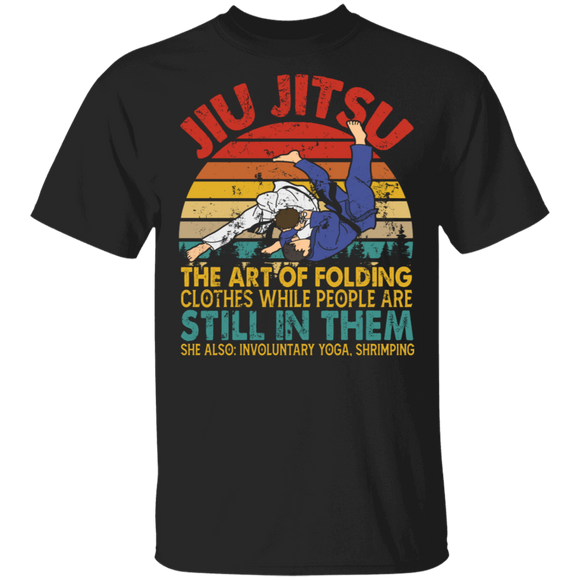 Jiu Jitsu Shirt Vintage Retro Jiu Jitsu The Art Of Folding Clothes Cool Jiu Jitsu Player Lover Gifts T-Shirt - Macnystore