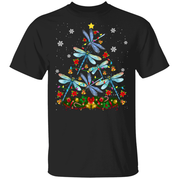 Christmas Tree Shirt Dragonfly Christmas Tree Cute X-mas Tree Dragonfly Lover Gifts Christmas T-Shirt - Macnystore