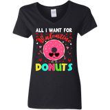 All I Want For Valentine Is Donuts Ladies V-Neck T-Shirt - Macnystore