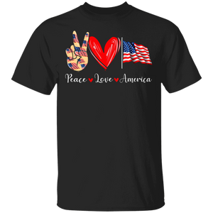 Peace Love American Cool American Flag Shirt Matching 4th Of July Independence Day American Gifts T-Shirt - Macnystore