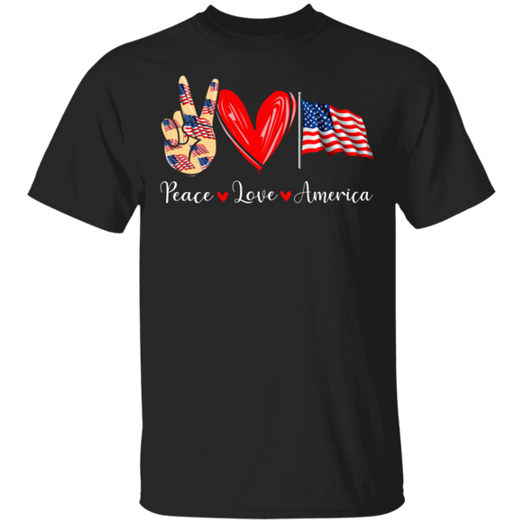 Peace Love American Cool American Flag Shirt Matching 4th Of July Independence Day American Gifts T-Shirt - Macnystore