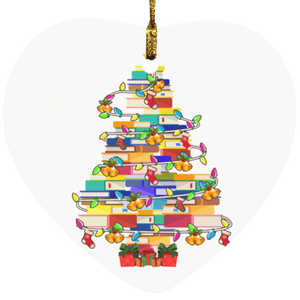 Christmas Ornament Funny Christmas Library Book Tree Cute Book Lover Librarian Decorative Hanging Ornaments SUBORNH Heart Ornament - Macnystore