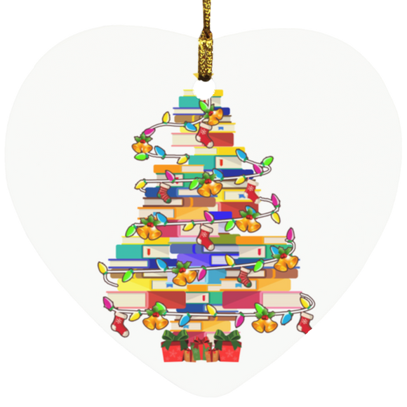 Christmas Ornament Funny Christmas Library Book Tree Cute Book Lover Librarian Decorative Hanging Ornaments SUBORNH Heart Ornament - Macnystore