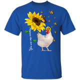 You Are My Sunshine Cute Butterflies Sunflower Chicken Shirt Matching Chicken Lover Fans Farmer Rancher Gifts T-Shirt - Macnystore