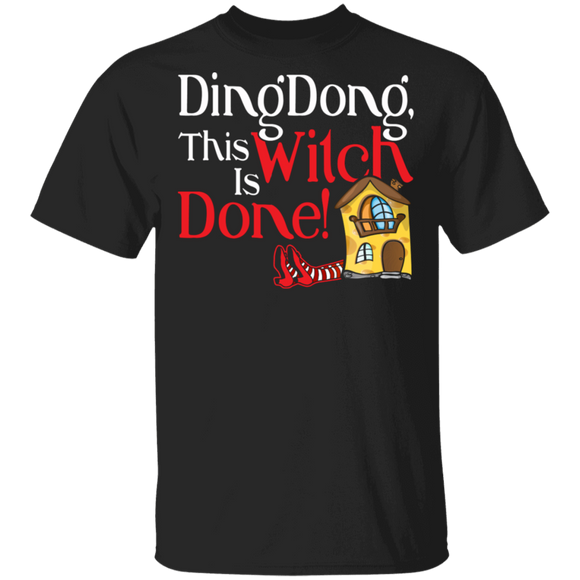 Halloween Witch Shirt Ding Dong This Witch Is Done Cool Halloween Witch Lover Gifts Halloween T-Shirt - Macnystore