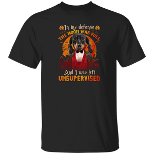 Halloween Dog Shirt In My Defense I Was Left Unsupervised Funny Halloween Dracula Dachshund Dog Lover Gifts Halloween T-Shirt - Macnystore