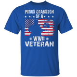 Proud Grandson Of A WWII Veteran American Flag Veteran Shirt Matching US WWII Soldier Veteran Army Gifts T-Shirt - Macnystore