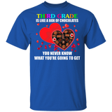 Third Grade Is Like A Box Of Chocolates Matching Shirts For Elementary Middle Teacher Personalized Valentine Gifts T-Shirt - Macnystore