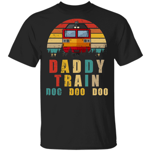Vintage Retro Daddy Train Doo Doo Doo Cool Locomotive Train Father's Day Gifts T-Shirt - Macnystore