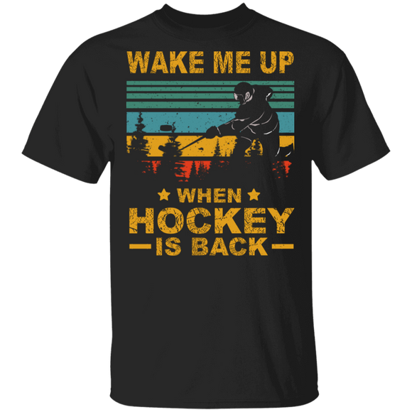 Vintage Square Wake Me Up When Hockey Is Back Funny Hockey Shirt Matching Hockey Player Lover Gifts T-Shirt - Macnystore
