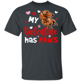 My Valentine Has Paws Dachshund Pet Couple Wife Husband Fiance Fiancee Boyfriend Girlfriend Valentine T-Shirt - Macnystore