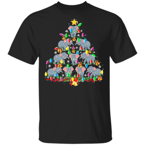 Christmas Tree Shirt Elephant Christmas Tree Cute X-mas Tree Elephant Lover Gifts Christmas T-Shirt - Macnystore