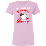 All I Want For Valentine Is A Sheep Lover Farmer Matching Shirts For Couples Boys Girl Women Personalized Valentine Ladies T-Shirt - Macnystore