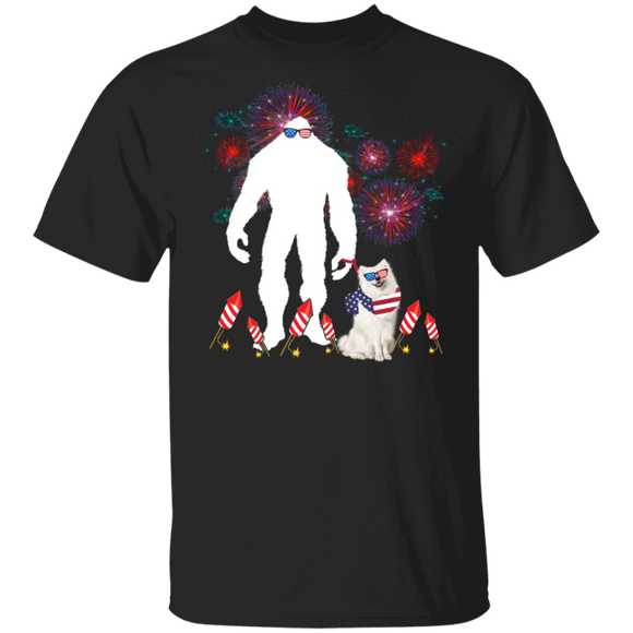 Cool American Flag Samoyed Bigfoot 4th Of July Independence Day Gifts T-Shirt - Macnystore