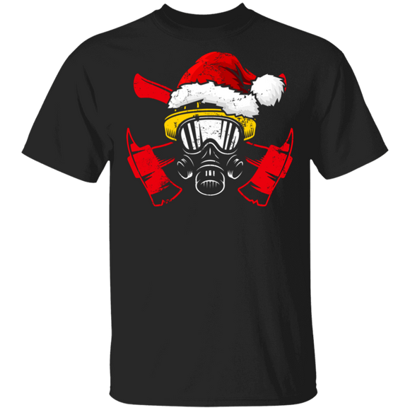 Christmas Firefighter Shirt Santa Firefighter Face Covering Cool Christmas Santa Firefighter Lover Gifts T-Shirt - Macnystore